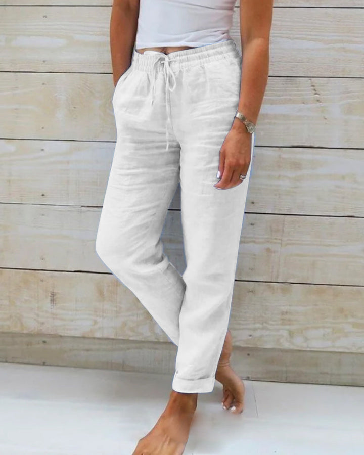 Kayla | Damenhose aus Baumwoll-Leinen mit elastischem Bund