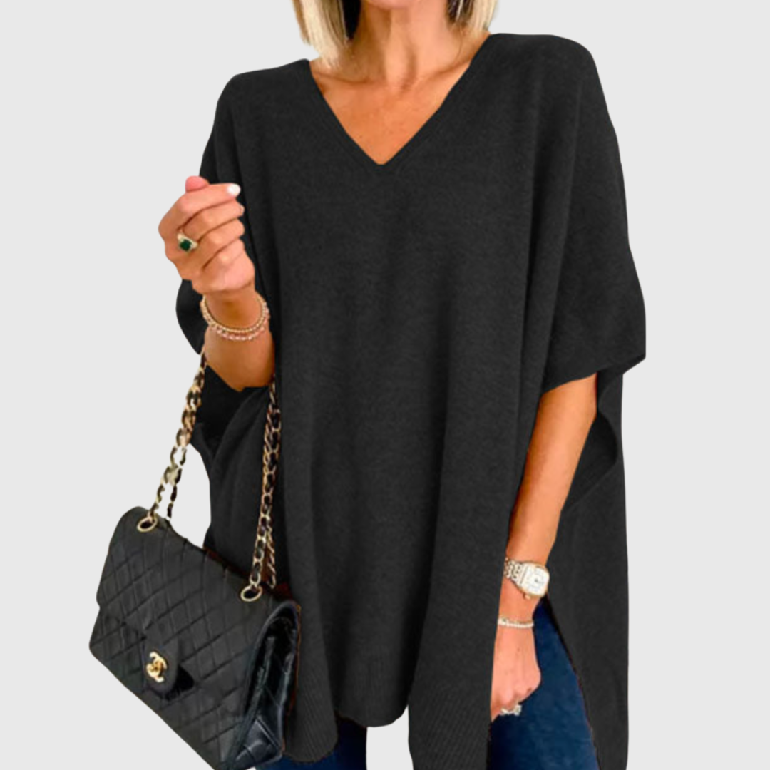 Erica | V-kaula-aukkoinen löysä poncho 