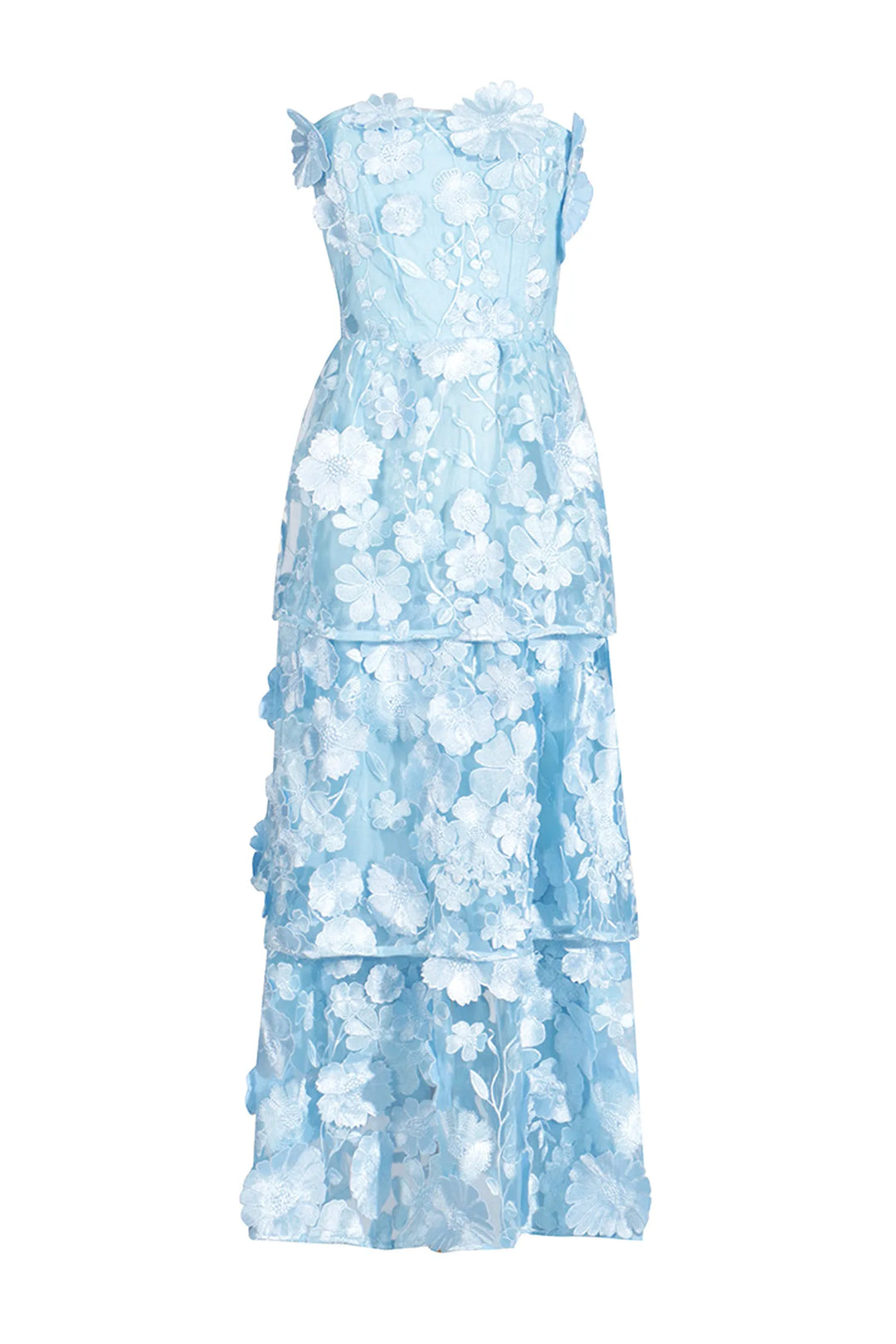 Marzia | Olkaimeton premiummekko kukka-applikoinneilla