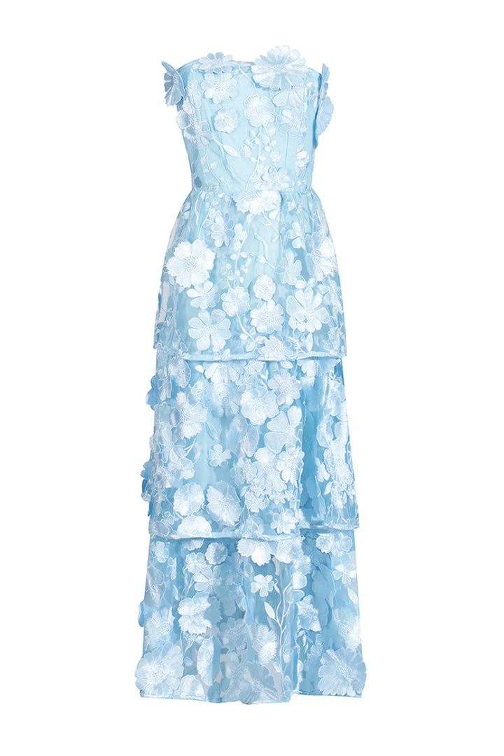 Marzia | Olkaimeton premiummekko kukka-applikoinneilla