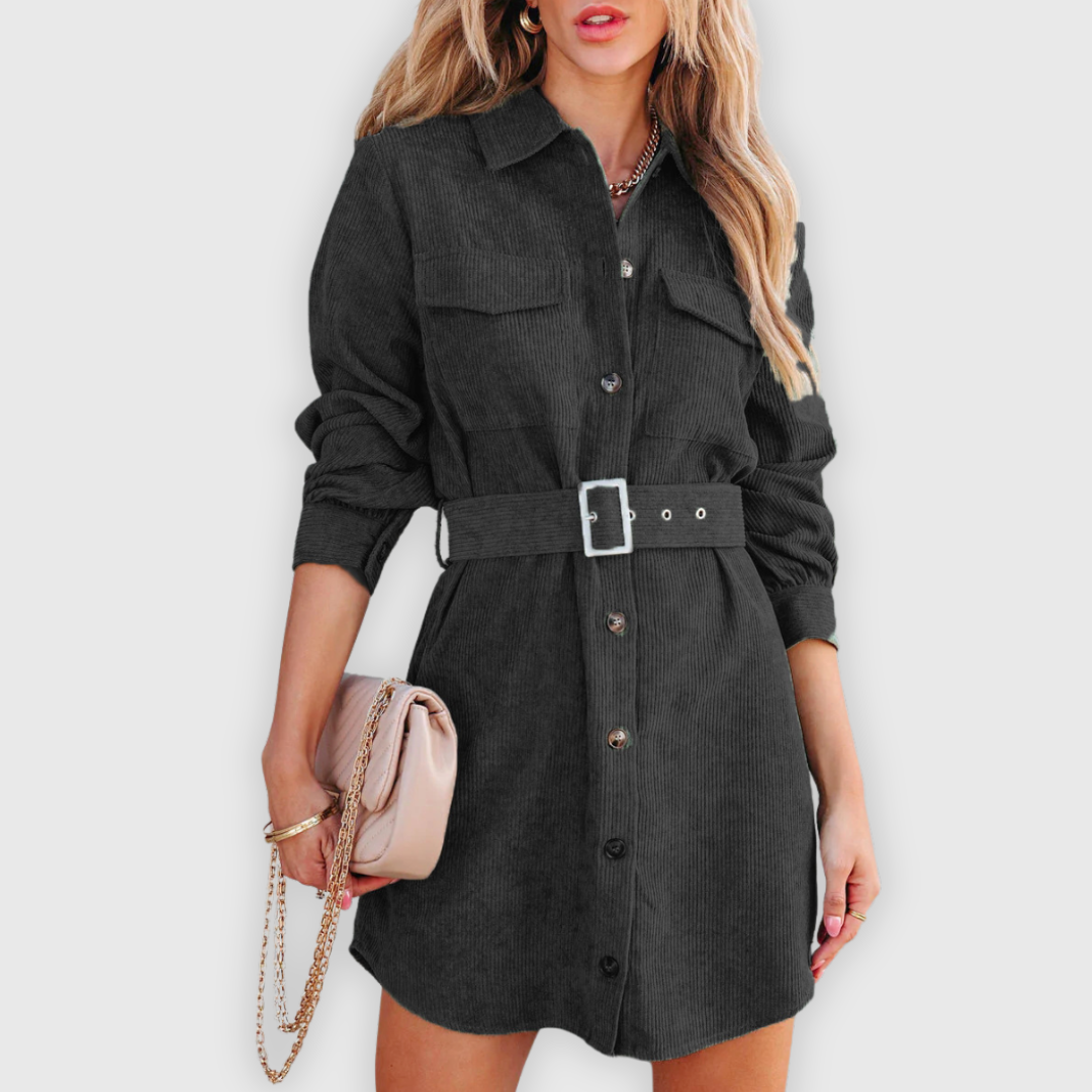 Marina | Trendikäs farkkukankainen kauluspaita-tyylinen mekko 