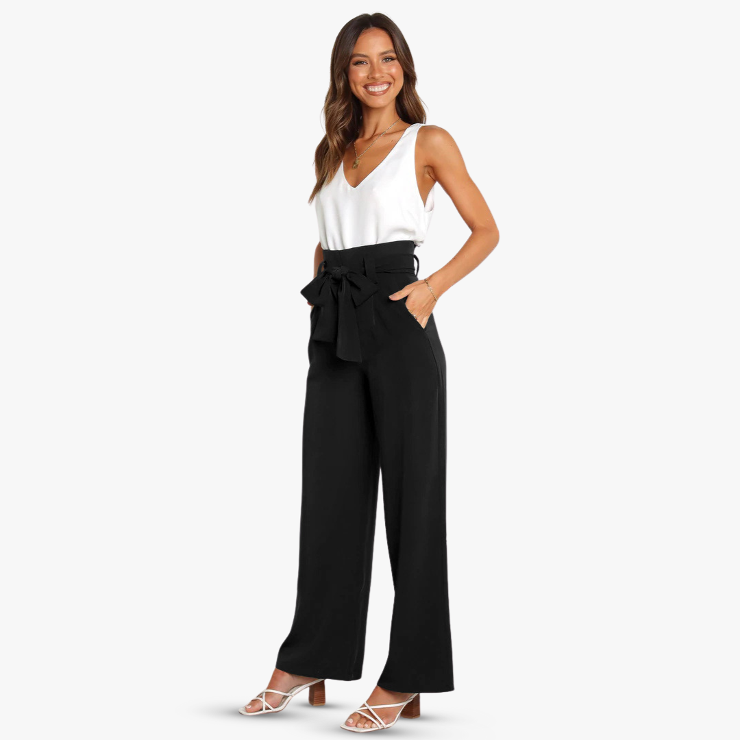 Chantal | Leveät housut solmiavyöllä