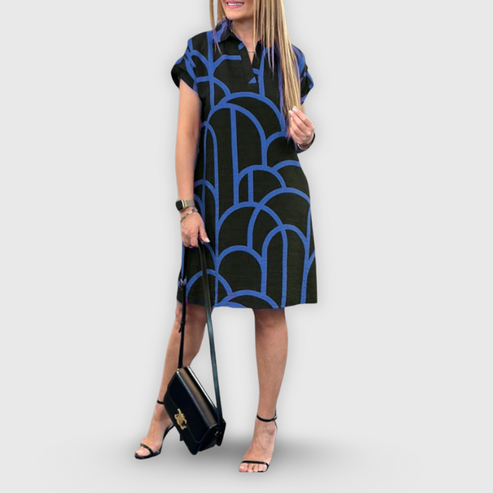 Omena | Raidallinen pitkähihaisinen paitamekko