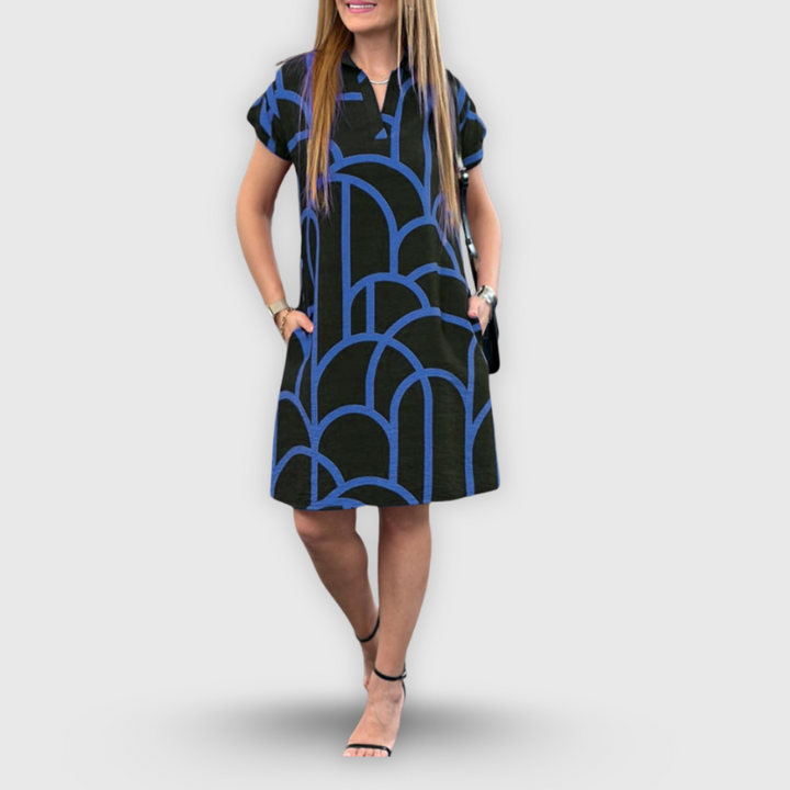 Omena | Raidallinen pitkähihaisinen paitamekko