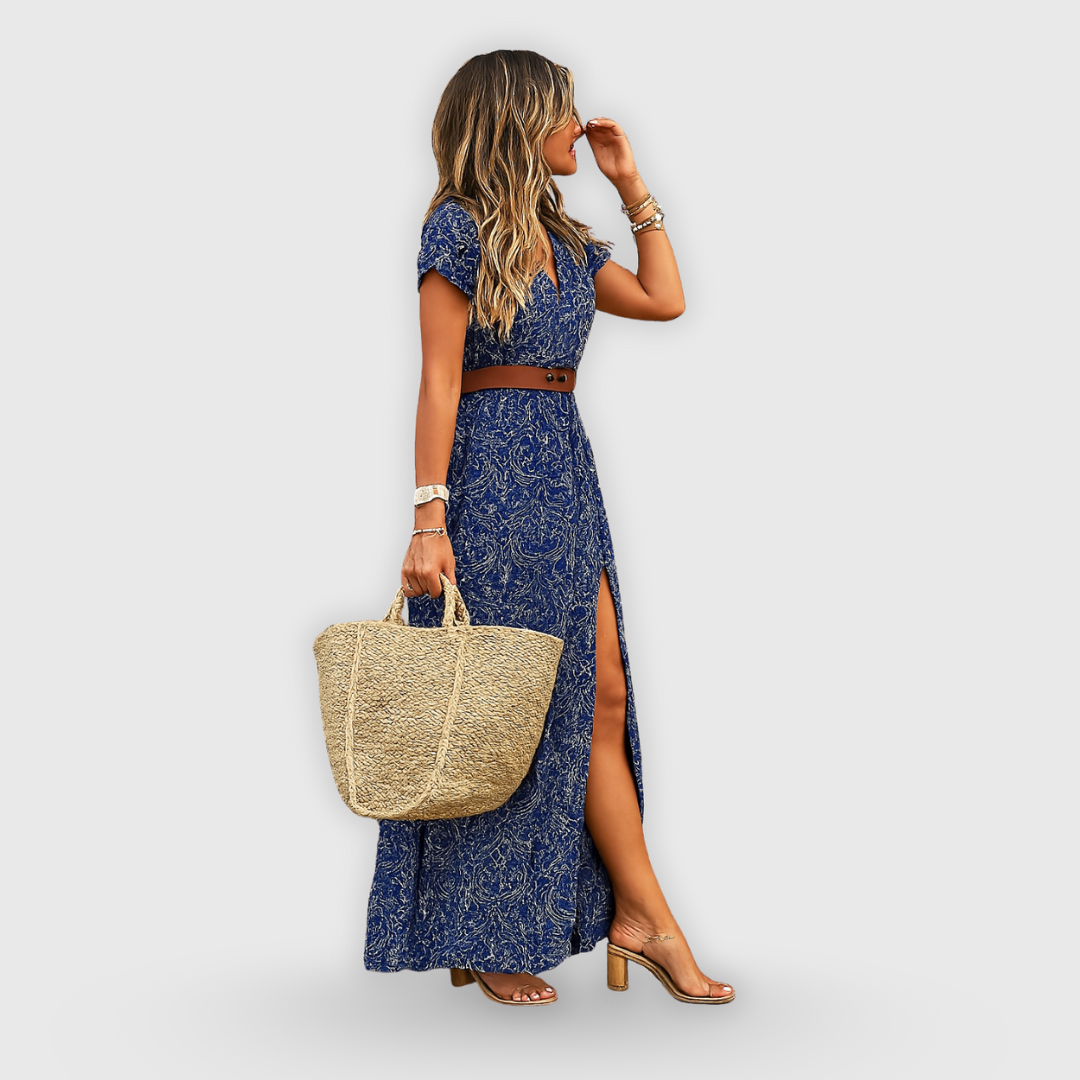 Briella | Pitkä mekko käsintehdyllä painatuksella