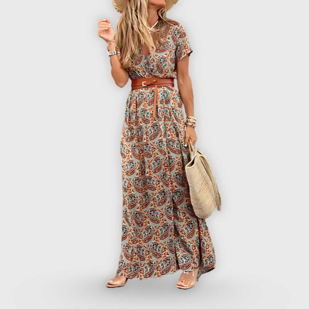 Briella | Pitkä mekko käsintehdyllä painatuksella