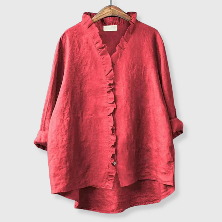 Elina | Kesäblusaali volanttihalkioilla