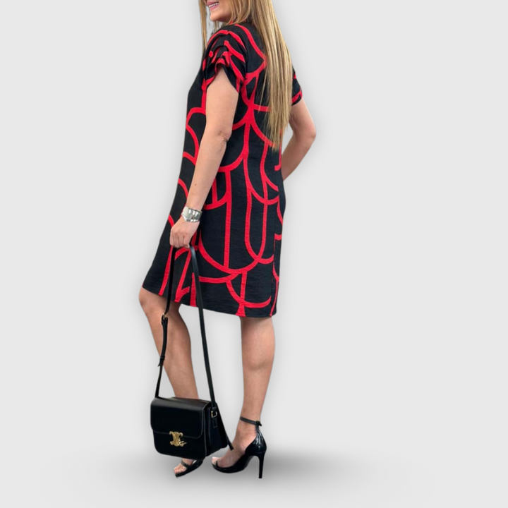 Omena | Raidallinen pitkähihaisinen paitamekko