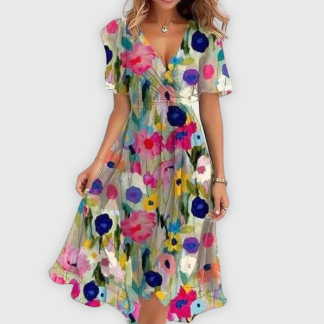 Lisa | Elävä abstrakti midi-mekko