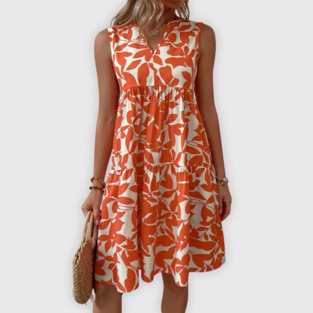 Allegra | Valmistettu käsityönä kesämekko lehtikuvioineen