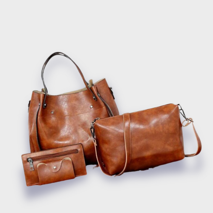 Farica | 4 kappaleen vintage-laukku twill vegananisesta premiumnahasta