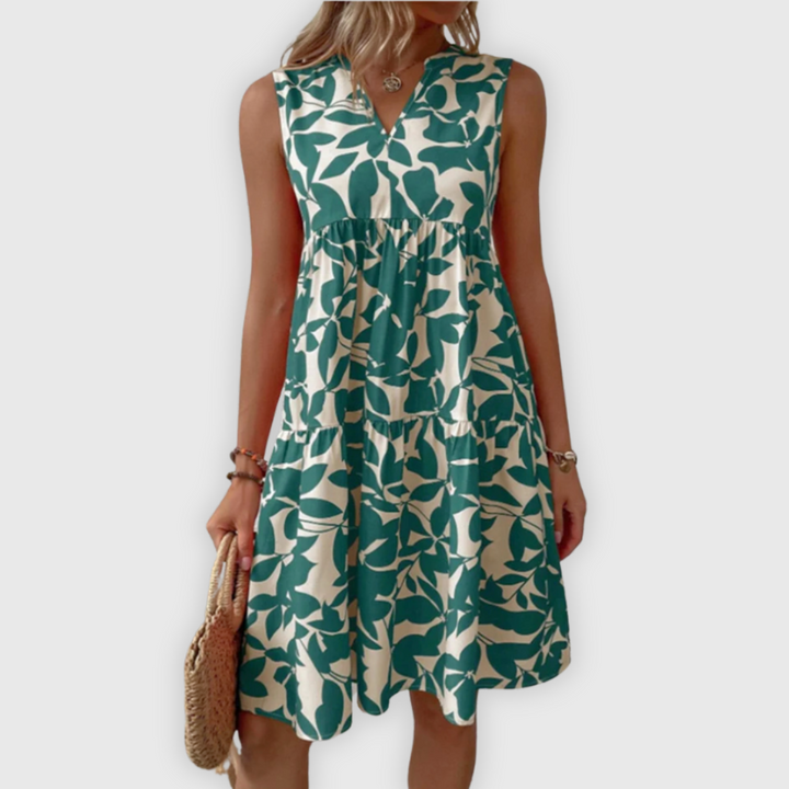 Allegra | Valmistettu käsityönä kesämekko lehtikuvioineen