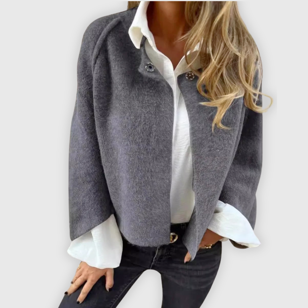 Marika | Villakangastakki, jossa pyöreä pääntie ja pitkät hihat