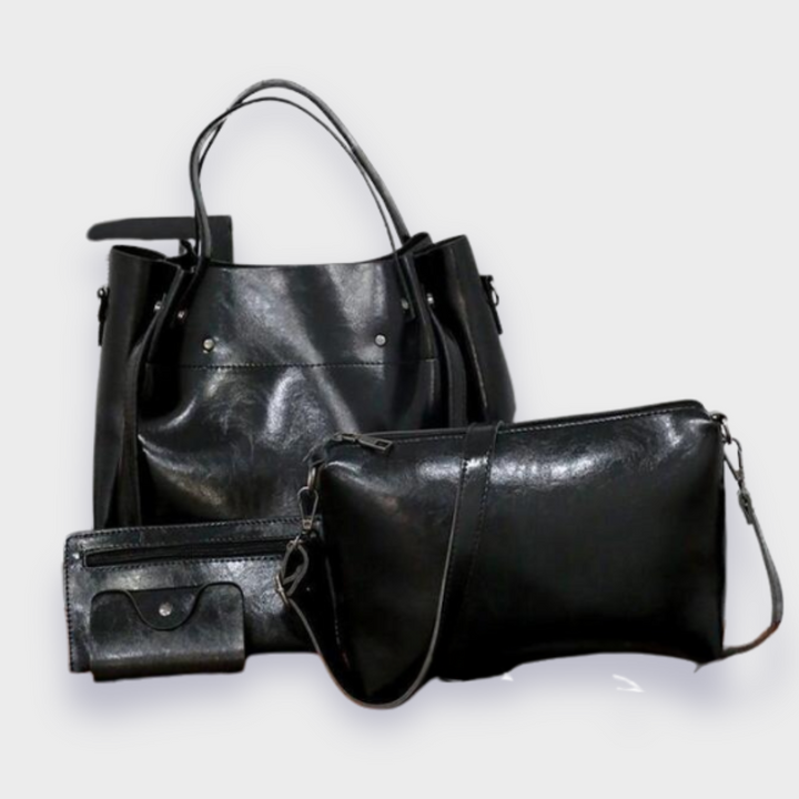 Farica | 4 kappaleen vintage-laukku twill vegananisesta premiumnahasta