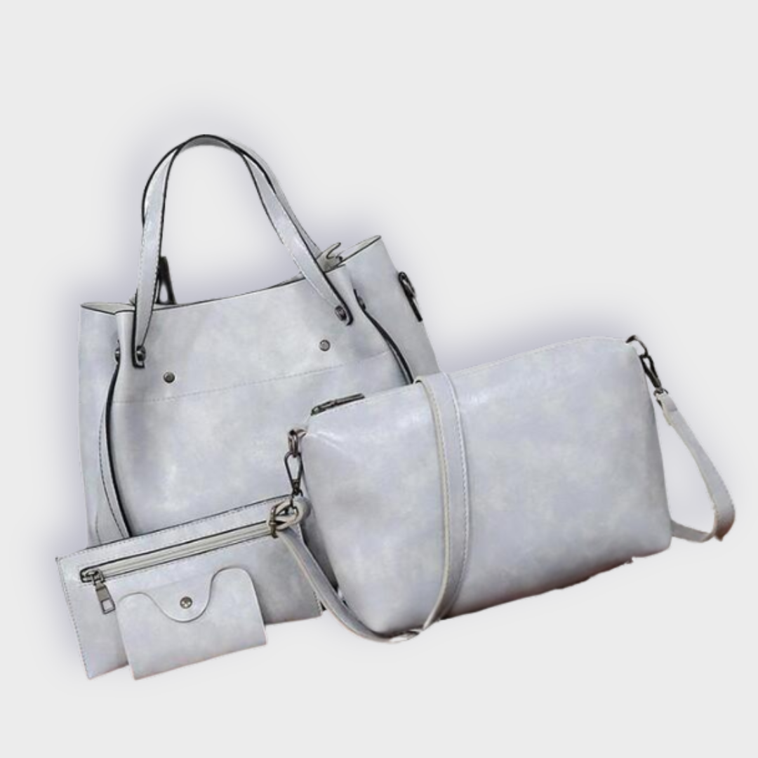 Farica | 4 kappaleen vintage-laukku twill vegananisesta premiumnahasta