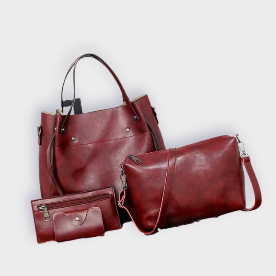 Farica | 4 kappaleen vintage-laukku twill vegananisesta premiumnahasta