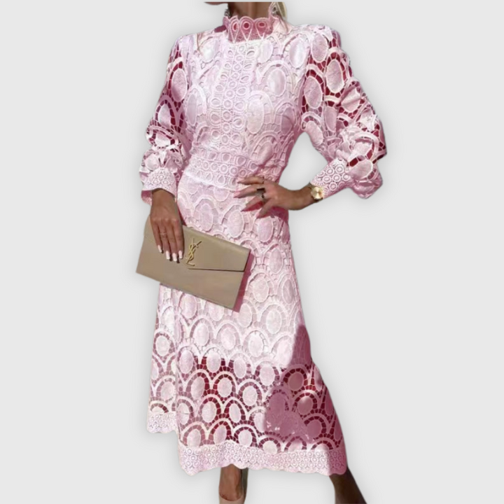 Elena | Tyylikäs midi-mekko pitsikoristeilla