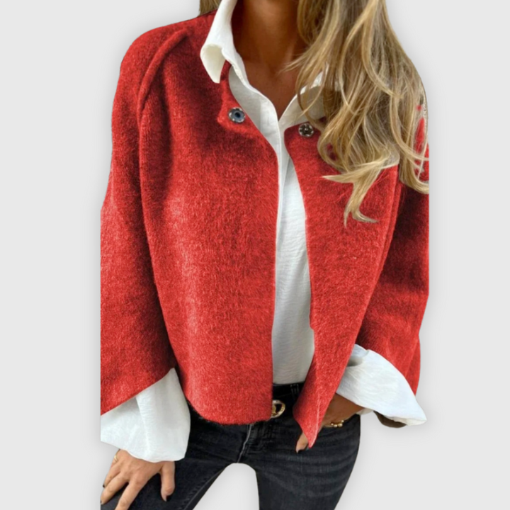 Marika | Villakangastakki, jossa pyöreä pääntie ja pitkät hihat