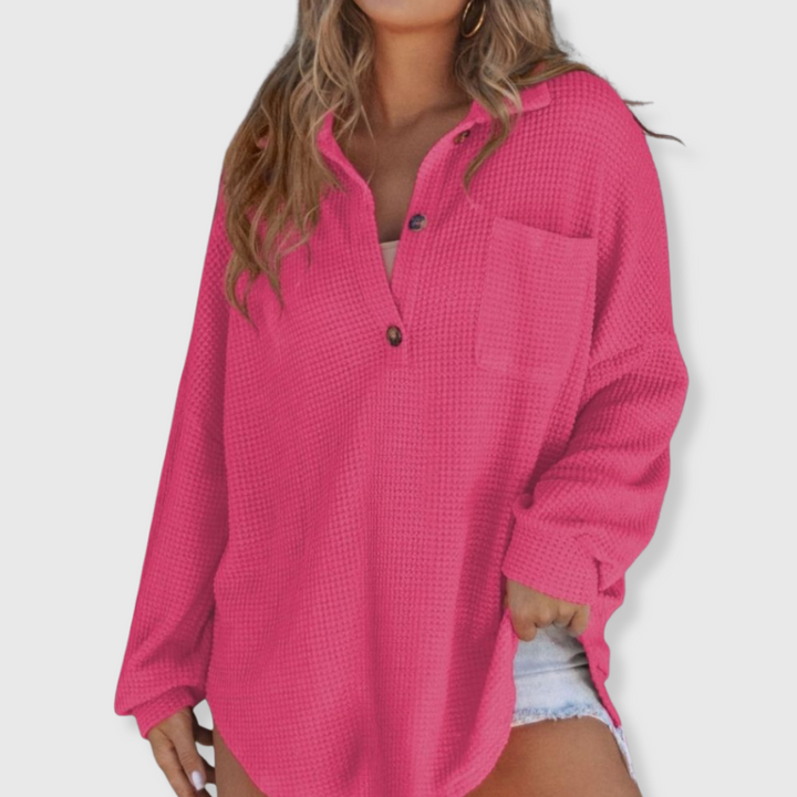 Talia | Waffelmallinen V-kaula-aukkoinen neule