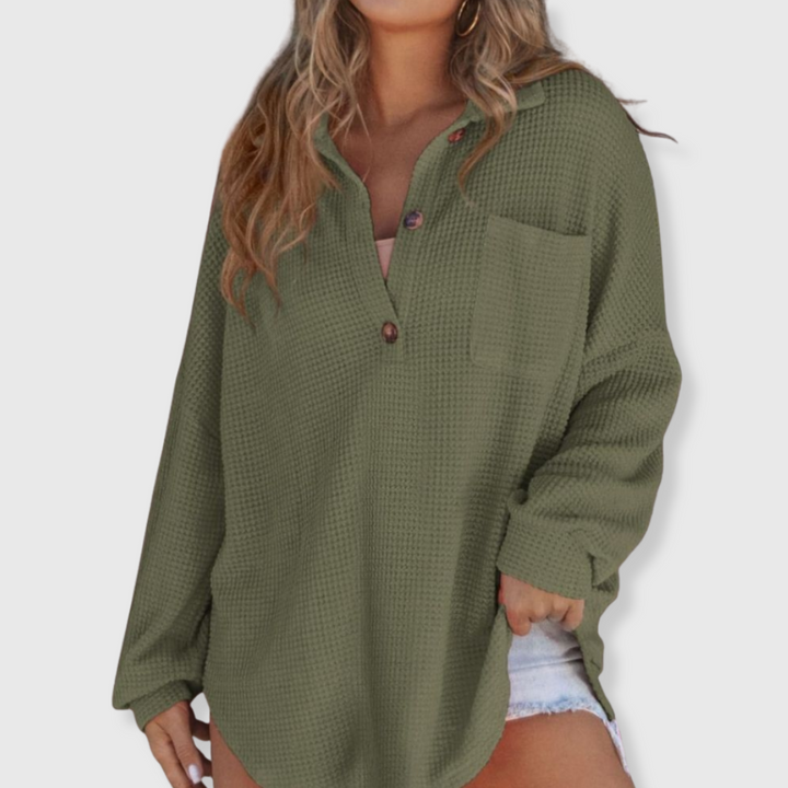 Talia | Waffelmallinen V-kaula-aukkoinen neule