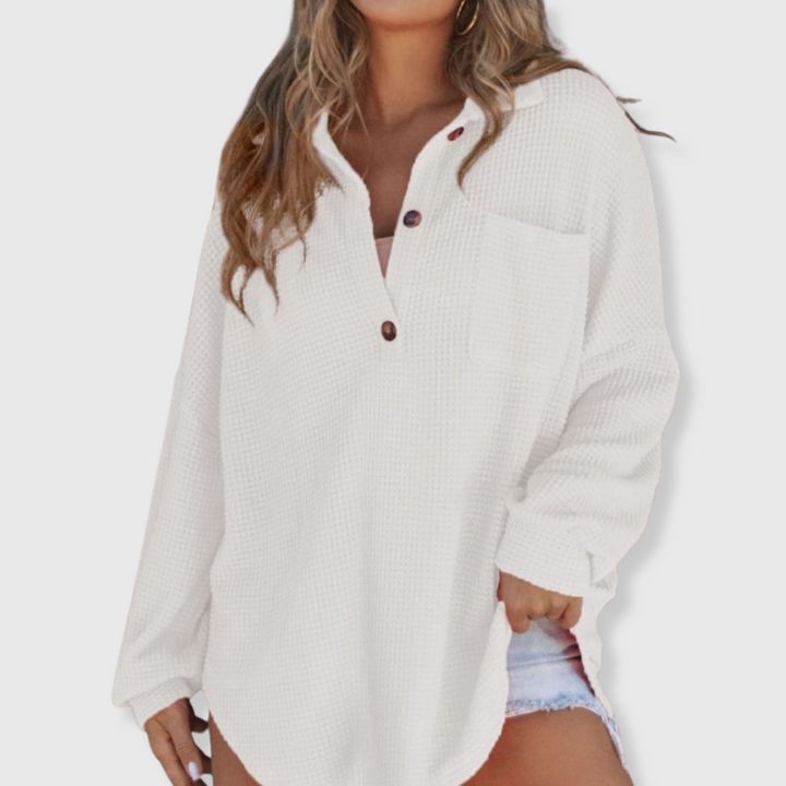 Talia | Waffelmallinen V-kaula-aukkoinen neule