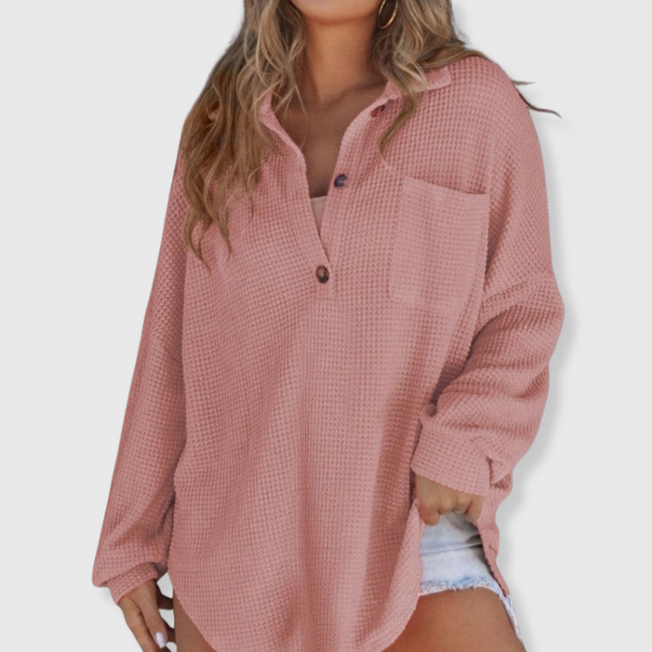 Talia | Waffelmallinen V-kaula-aukkoinen neule