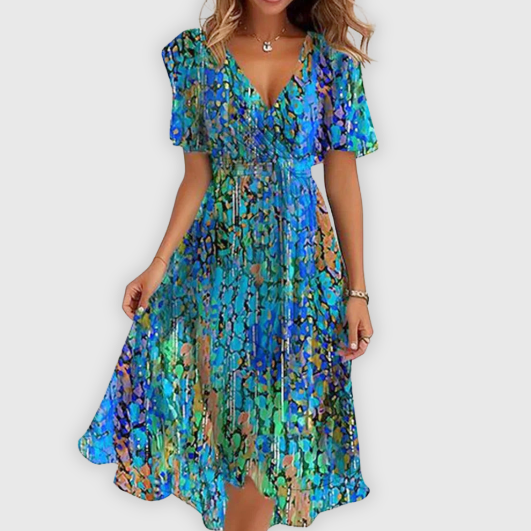 Lisa | Elävä abstrakti midi-mekko