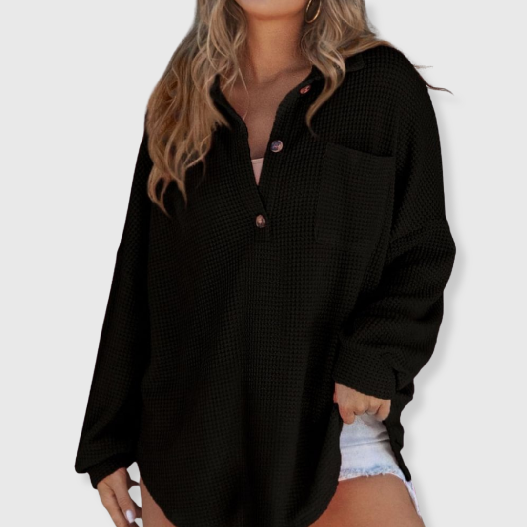 Talia | Waffelmallinen V-kaula-aukkoinen neule