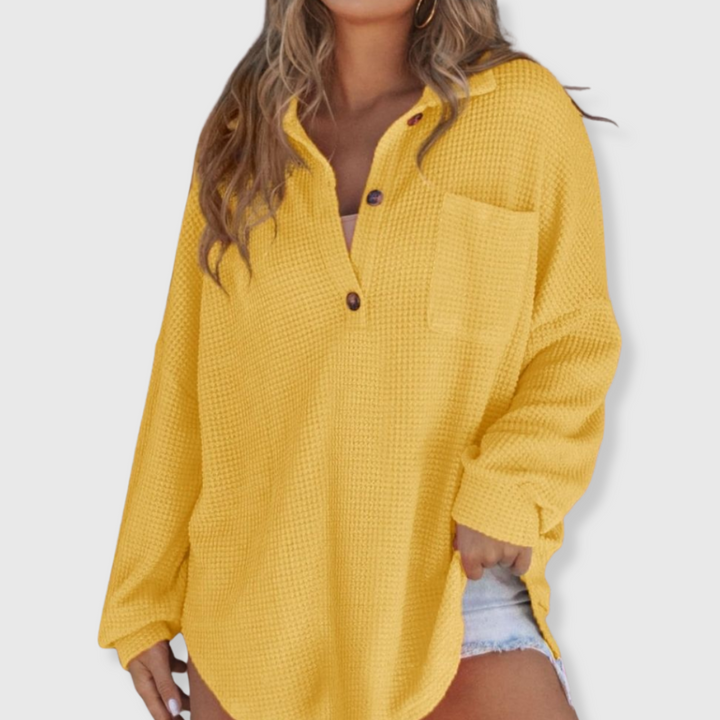 Talia | Waffelmallinen V-kaula-aukkoinen neule