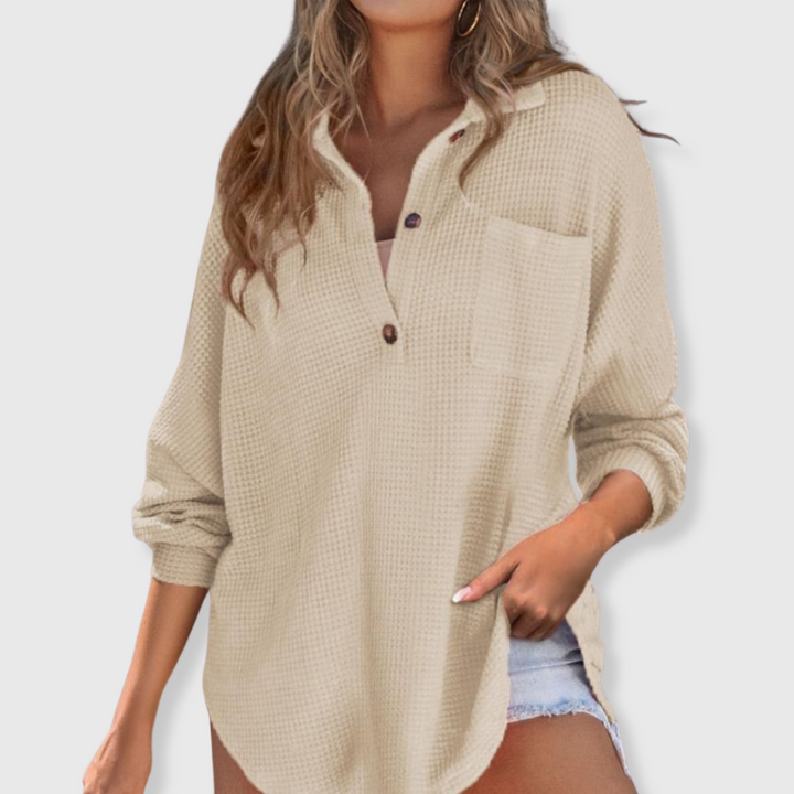 Talia | Waffelmallinen V-kaula-aukkoinen neule