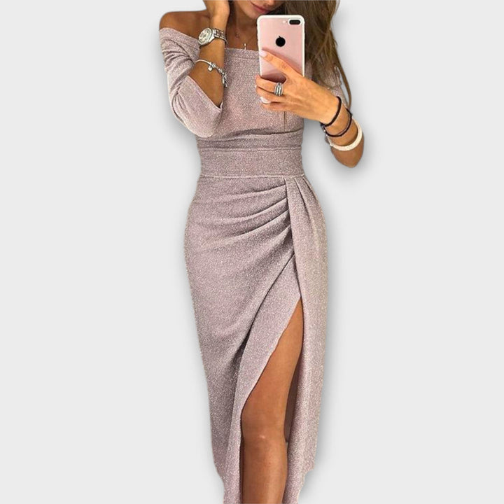 Nikita | Olkavyötön premium-mekko ja hohdeefekti