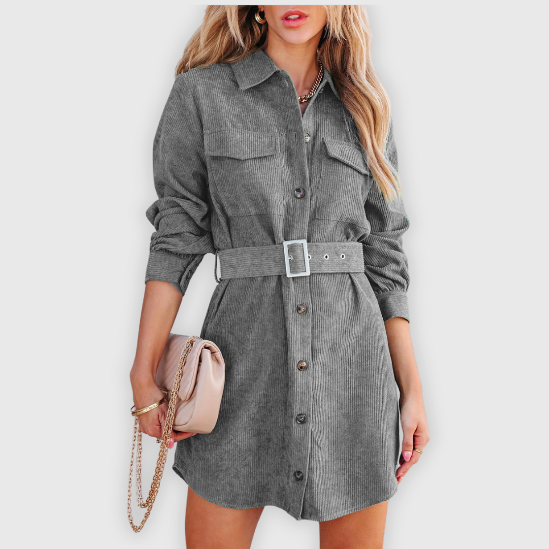 Marina | Trendikäs farkkukankainen kauluspaita-tyylinen mekko 