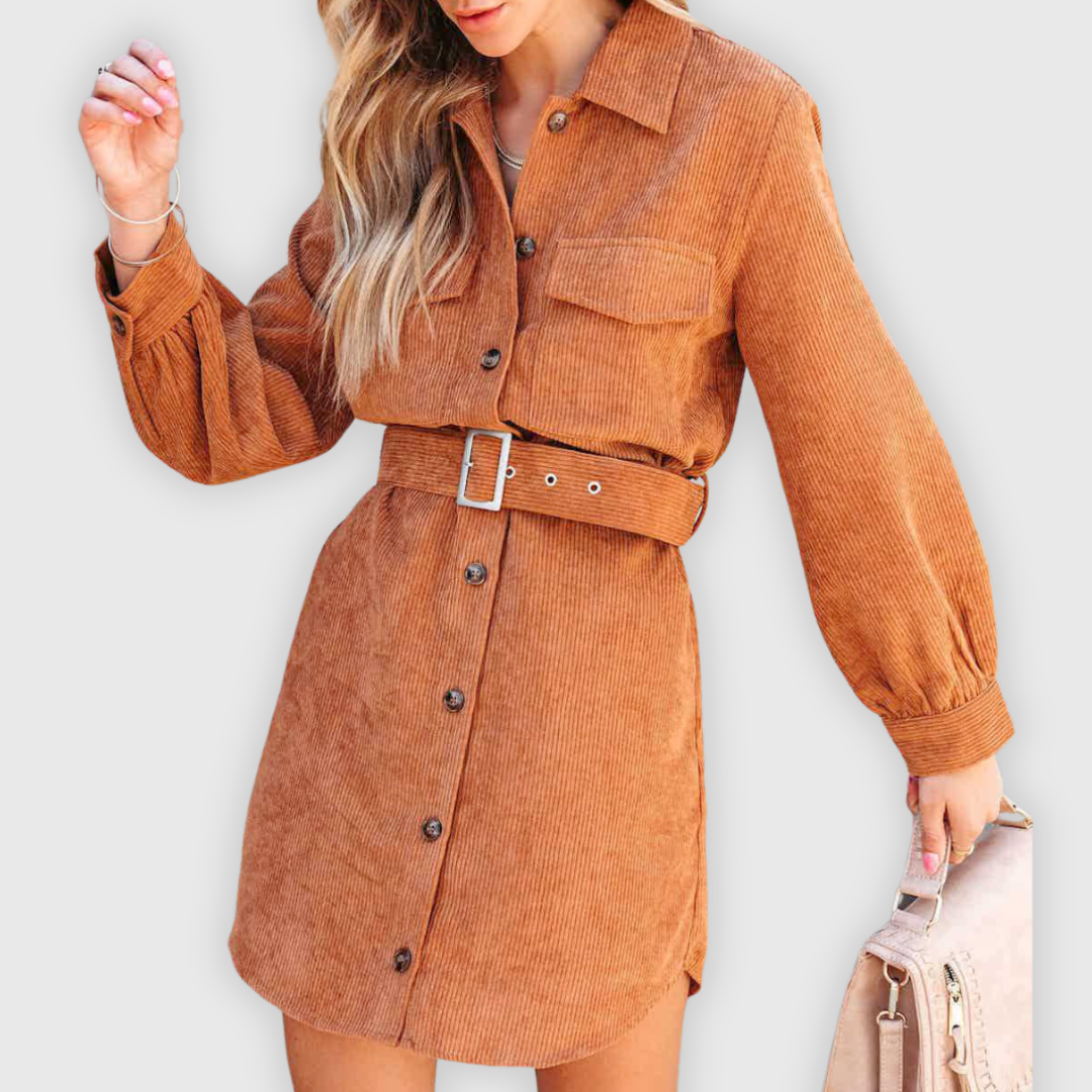 Marina | Trendikäs farkkukankainen kauluspaita-tyylinen mekko 