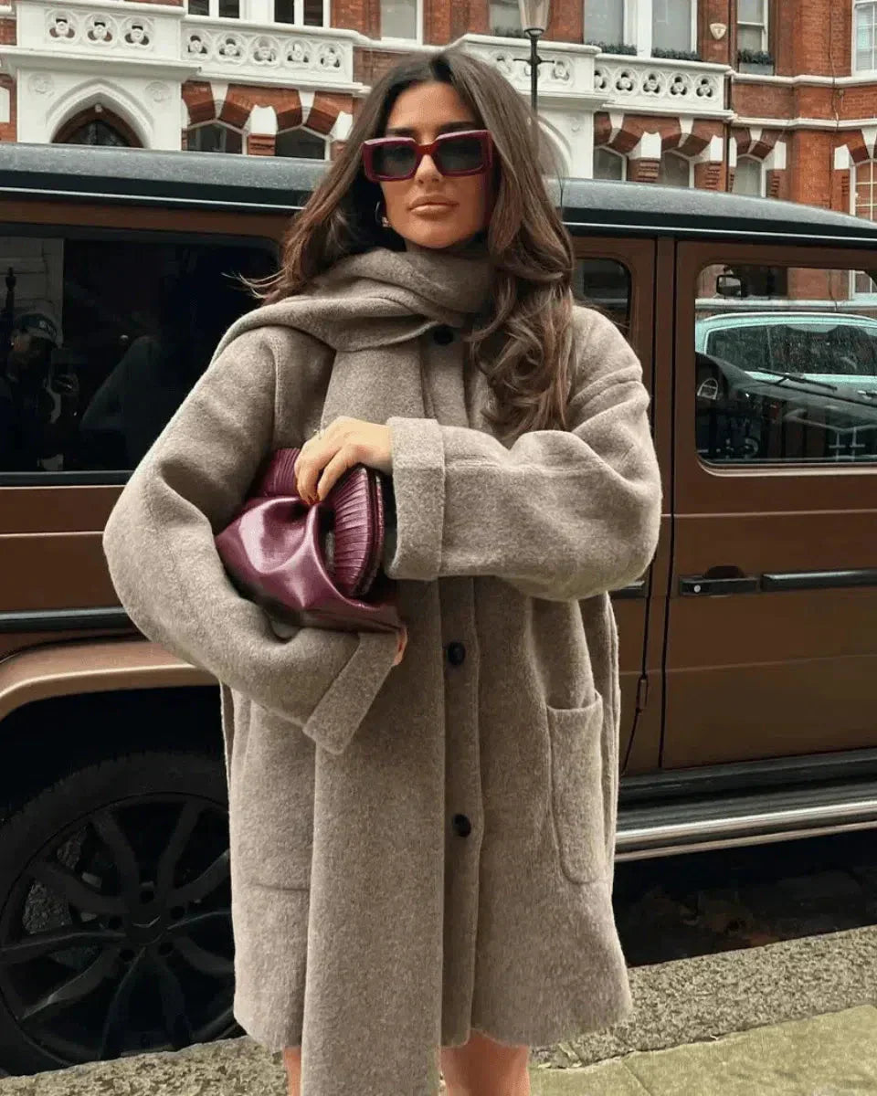 Diana | Puseron pitkä huivi-manteli napinlällä