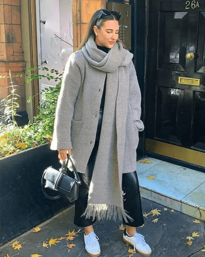 Diana | Puseron pitkä huivi-manteli napinlällä