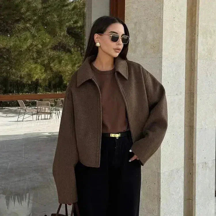 Fanchon | Moderni villakangas takki vetoketjulla