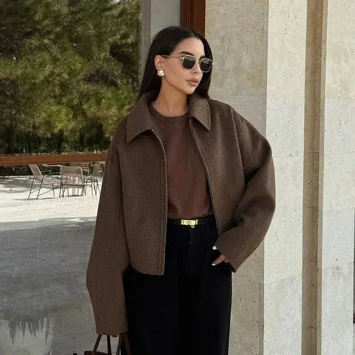 Fanchon | Moderni villakangas takki vetoketjulla