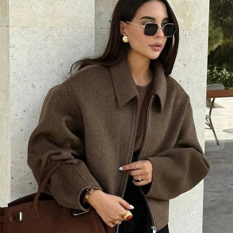 Fanchon | Moderni villakangas takki vetoketjulla