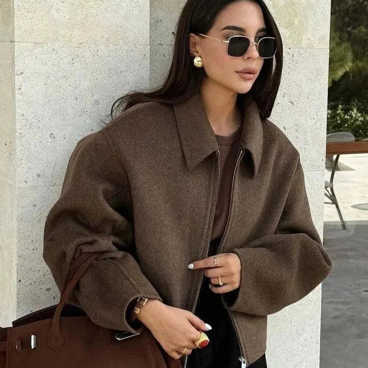 Fanchon | Moderni villakangas takki vetoketjulla