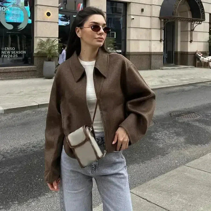 Fanchon | Moderni villakangas takki vetoketjulla