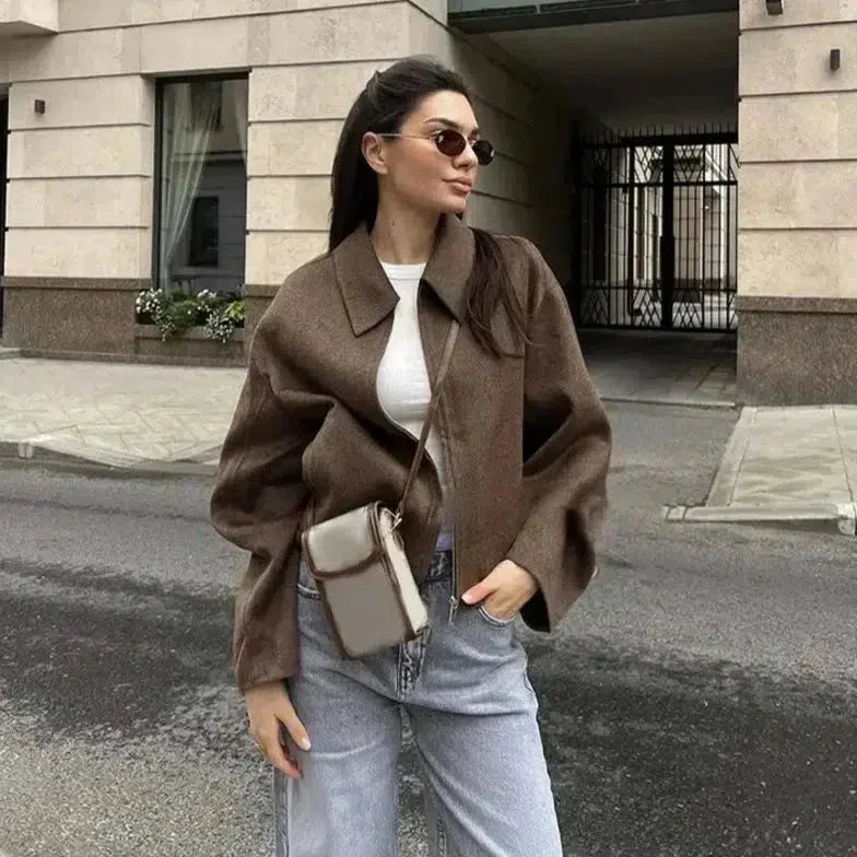 Fanchon | Moderni villakangas takki vetoketjulla