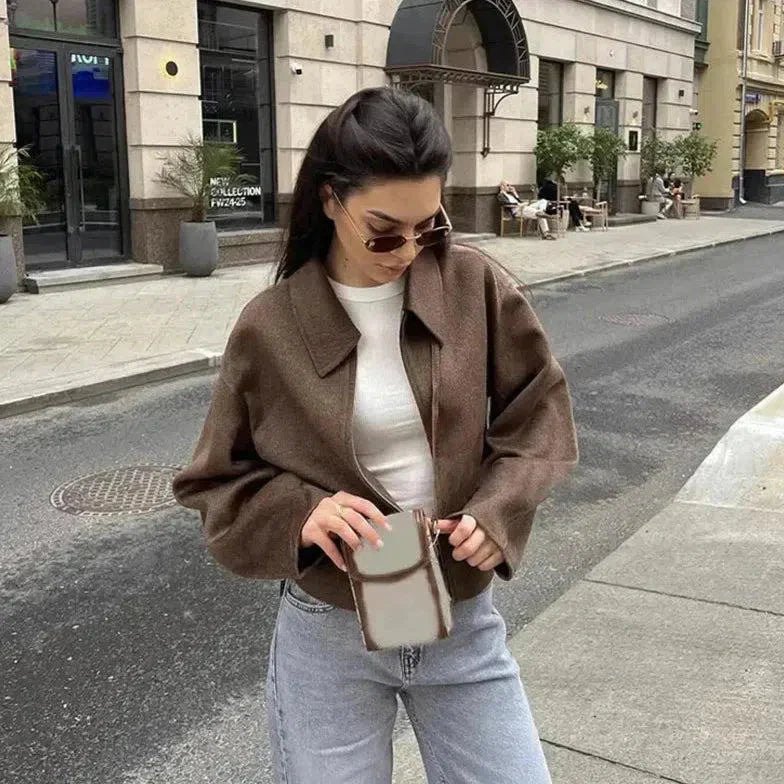 Fanchon | Moderni villakangas takki vetoketjulla