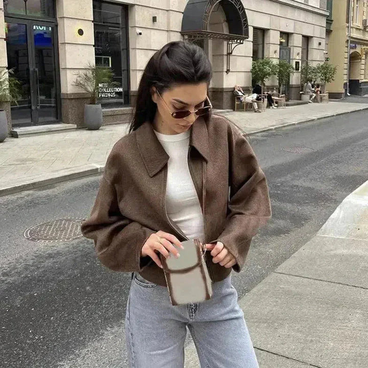 Fanchon | Moderni villakangas takki vetoketjulla