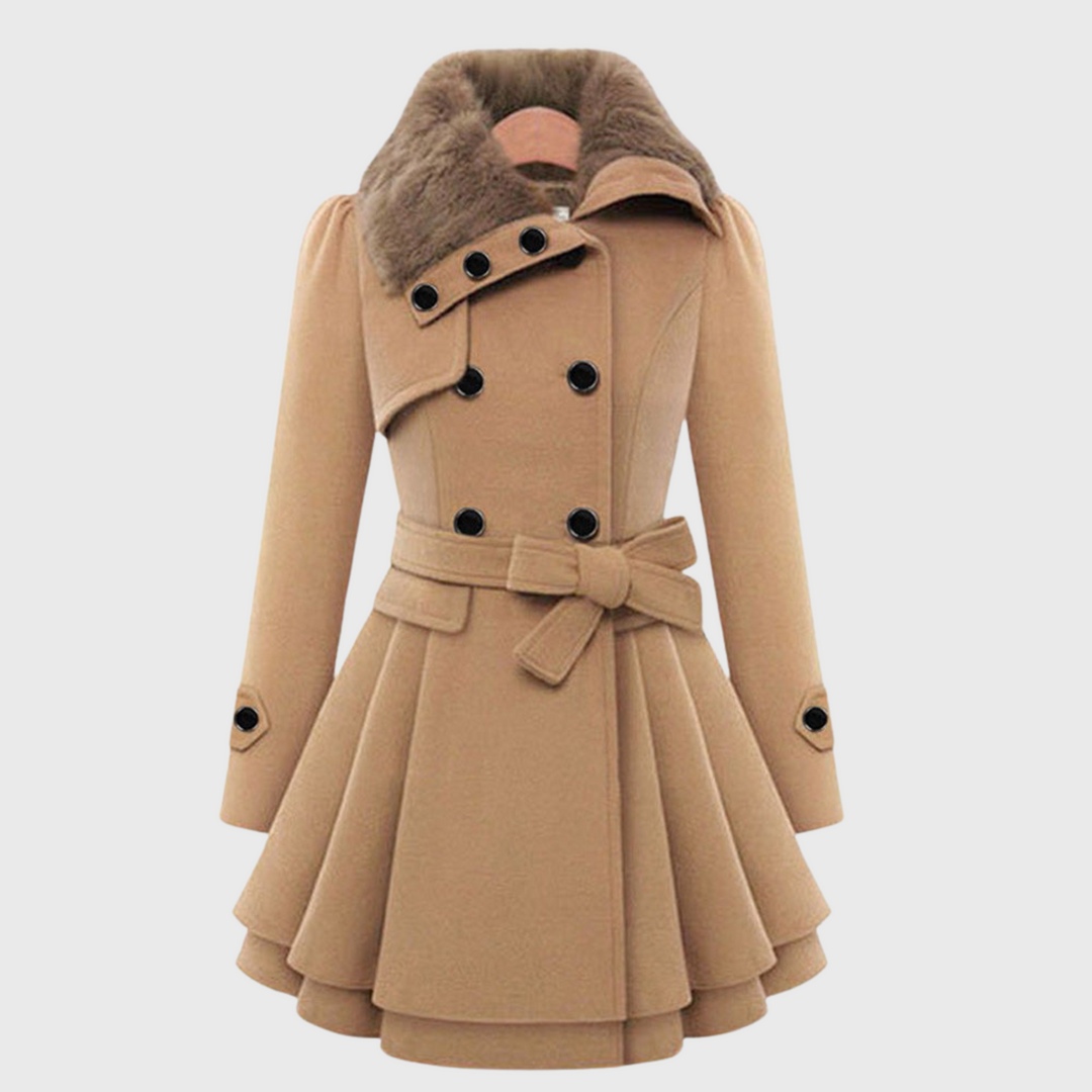 Clara | Tyylikäs talvitakki vyö kanssa 