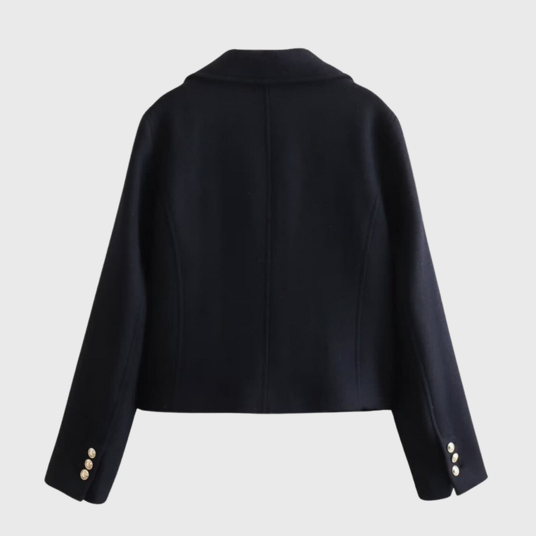 Elena | Lyhytharjainen villakangastakki kaksirivisellä napituksella