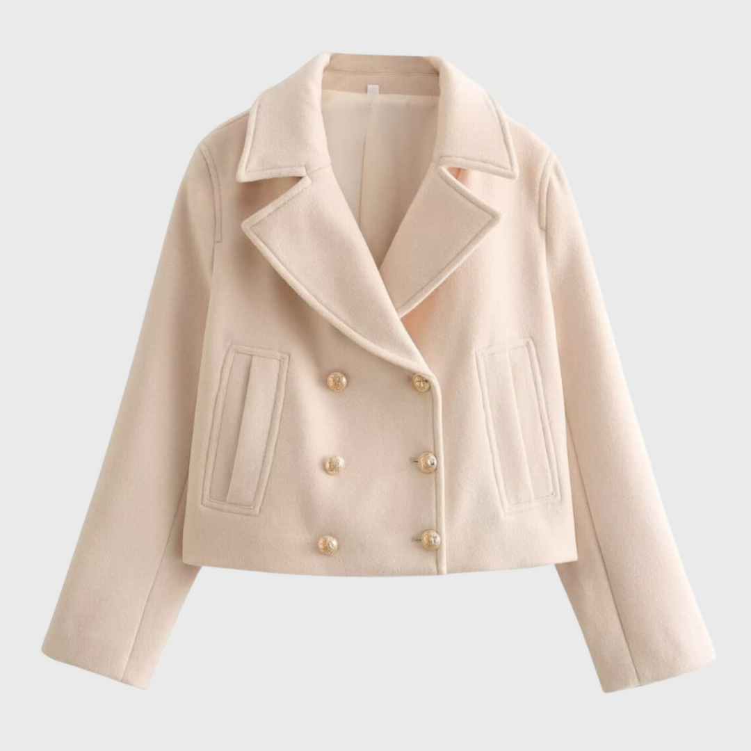 Elena | Lyhytharjainen villakangastakki kaksirivisellä napituksella