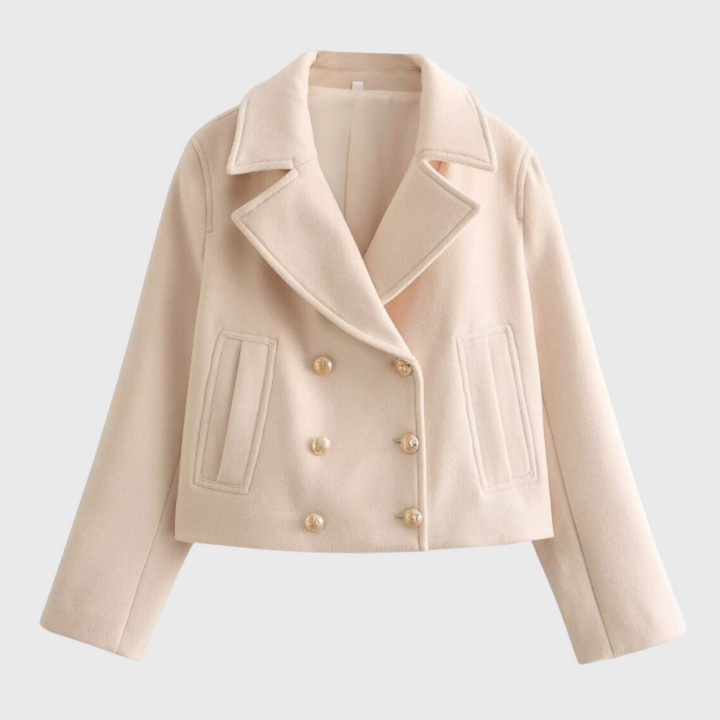 Elena | Lyhytharjainen villakangastakki kaksirivisellä napituksella