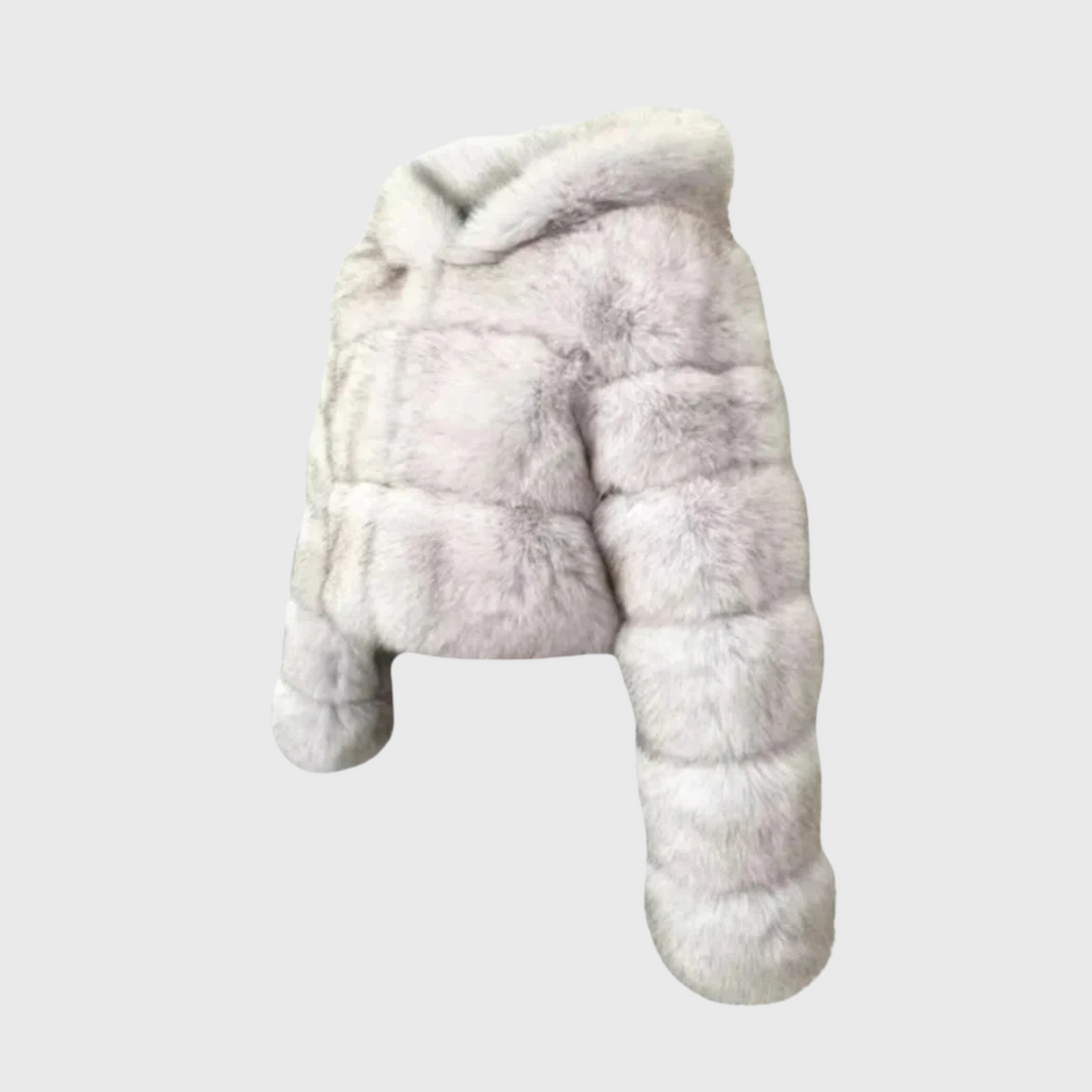 Modena | RöWÖistynyt keinoturkistakki hupulla