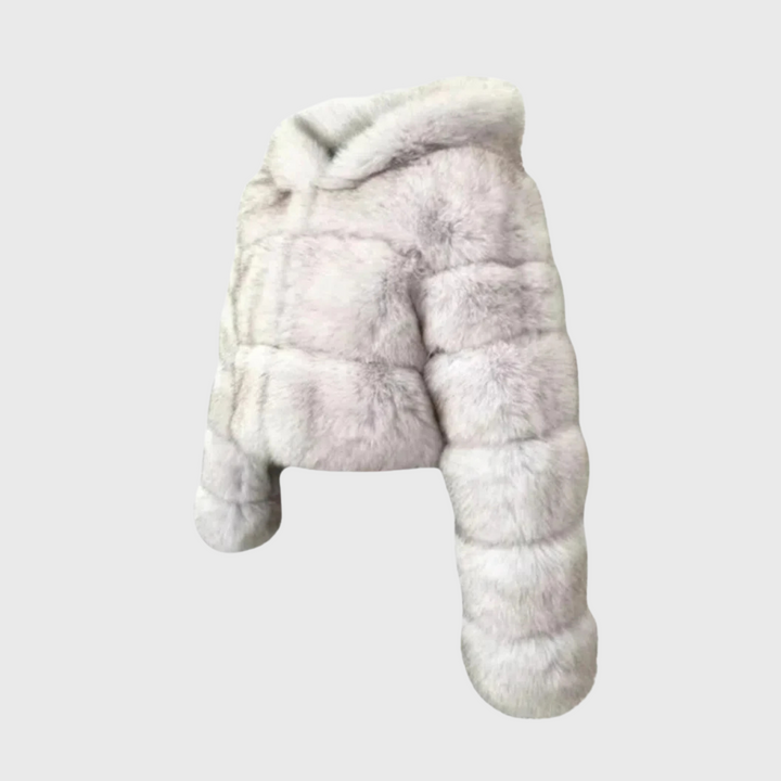 Modena | RöWÖistynyt keinoturkistakki hupulla