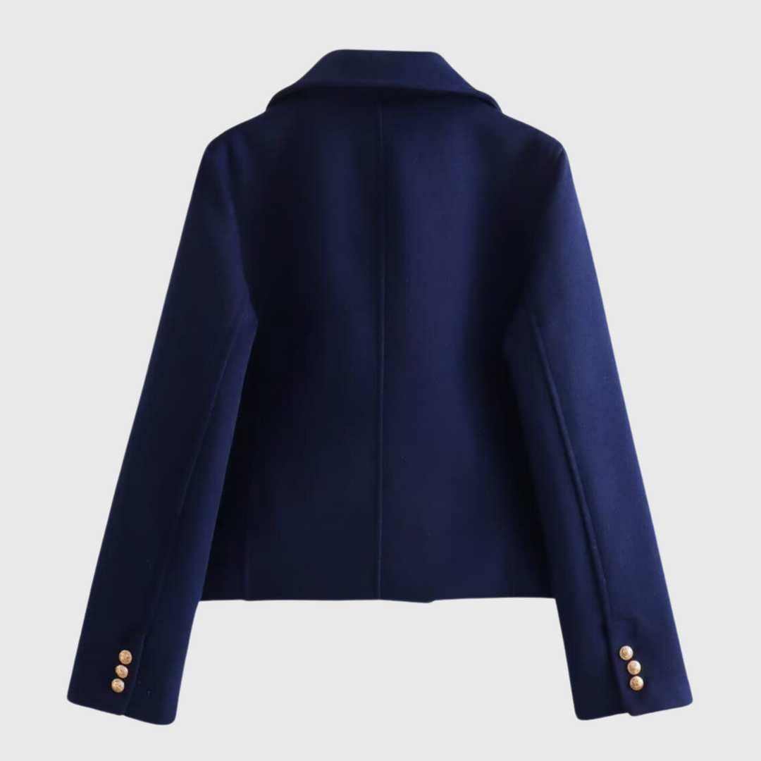 Elena | Lyhytharjainen villakangastakki kaksirivisellä napituksella